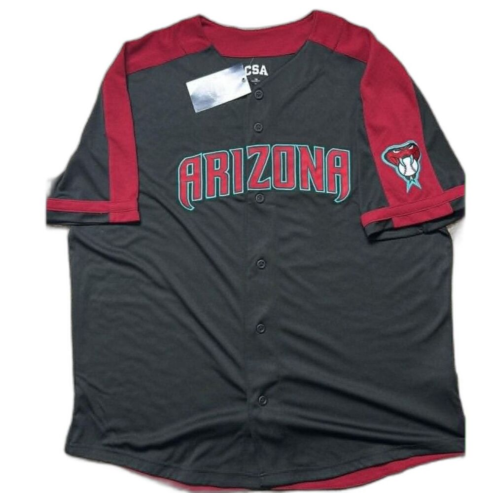 MLB CSA Arizona Diamondbacks black and red button-down baseball jersey shirt